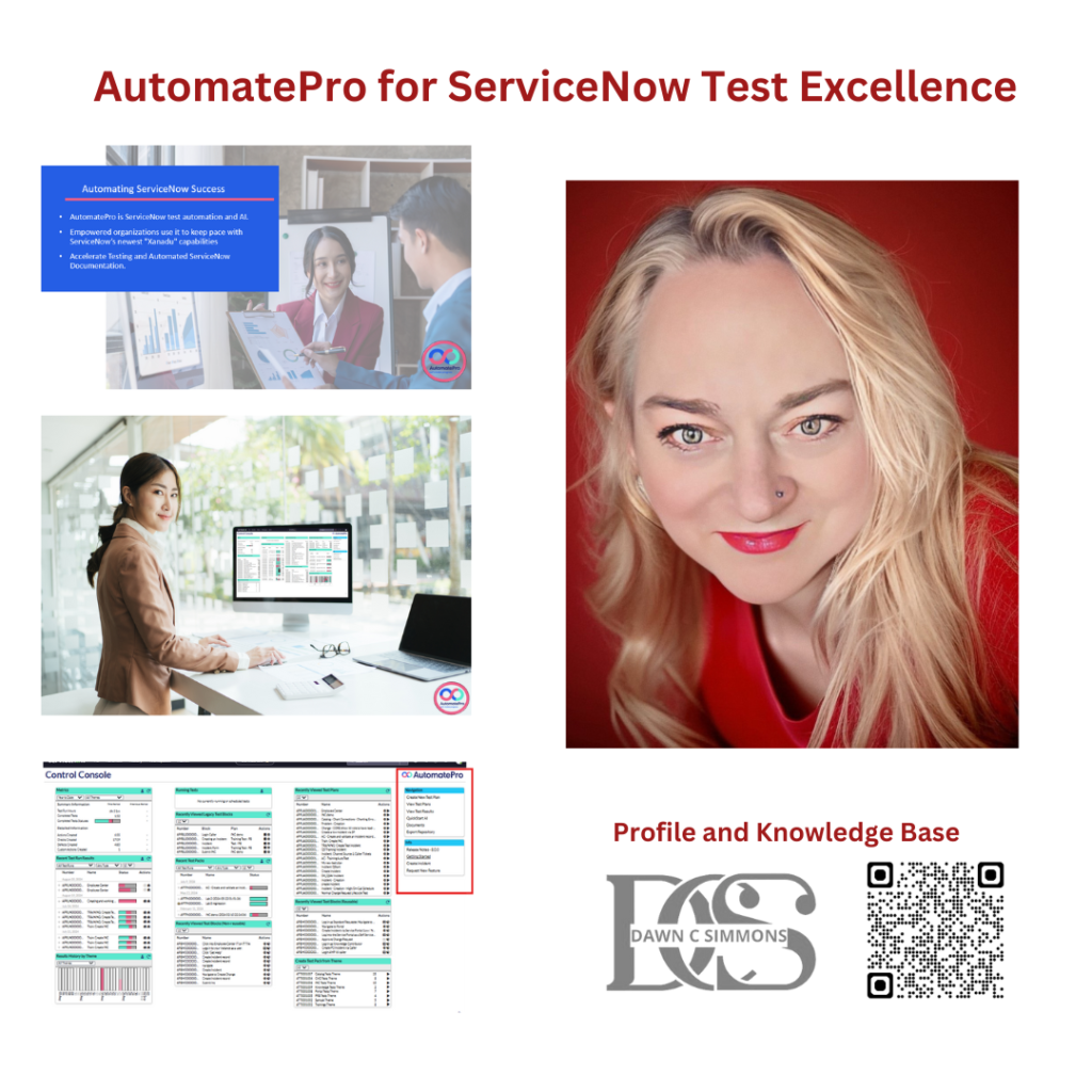 Dawn’s Demos AutomatePro shows how this AI-driven solution cuts ServiceNow test time by 75%, boosts coverage by 50%, and automates documentation instantly. For CxOs, AI experts, and automated test enthusiasts, discover why AutomatePro is a game-changer.