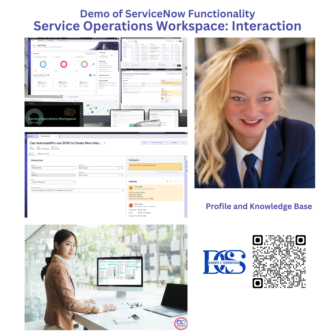 AI-Powered AutomatePro & ServiceNow 📋 What You’ll Learn: AutomatePro Quick Start AI: Build reusable, smooth test libraries that simplify upgrades! 🤖 Automated Documentation & KB Articles: Create guides in minutes—no more manual updates! 📄✨ Efficient Incident & Interaction Management: Keep service desks organized and effective. 💼🔍 Save Time with Test Re-Runs: Effortlessly update, run, and track test results! ⏱️ From help desks to enterprise operations, this demo will boost productivity, save time, and improve service. Don’t miss it! 🎉 TAGS: #ServiceNow #SOW #ITSM #AutomatePro #QuickStartAI AI-Ready Service Operations Efficiency - AI-Ready Service Operations Efficiency AI-Ready Service Operations Efficiency enhances response and resolution with ServiceNow’s AI-driven workspace, achieving 30% faster resolutions and boosting customer satisfaction for superior service quality.