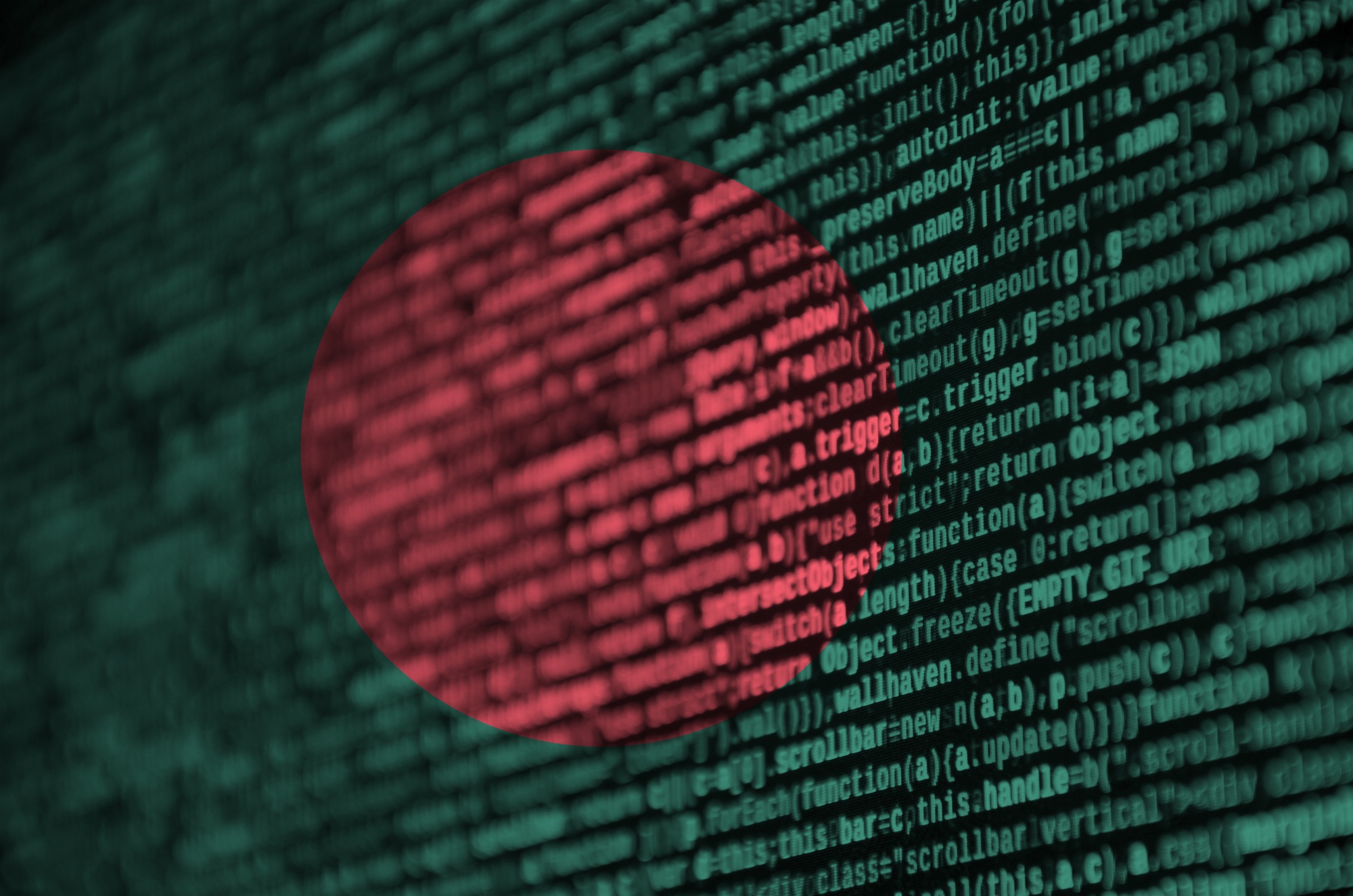 Bangladesh International Mother Language depicted with program code for the future