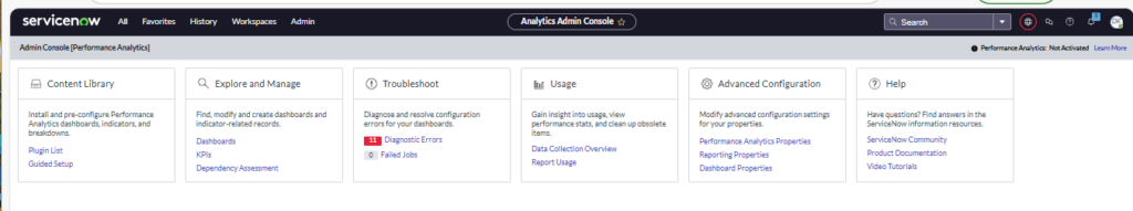 New in Performance Analytics: Analytics Admin Console 