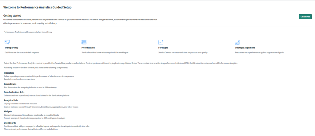 New in Performance Analytics:  Guided Setup