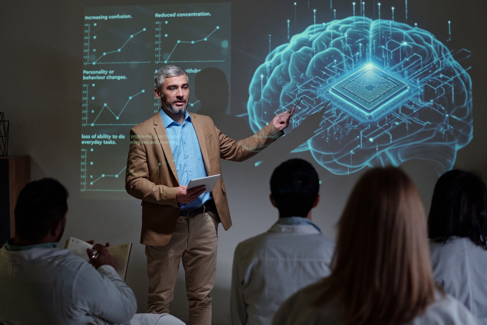 Long- COVID Neurological Crisis Neurology Expert Giving Medical Presentation at Conference