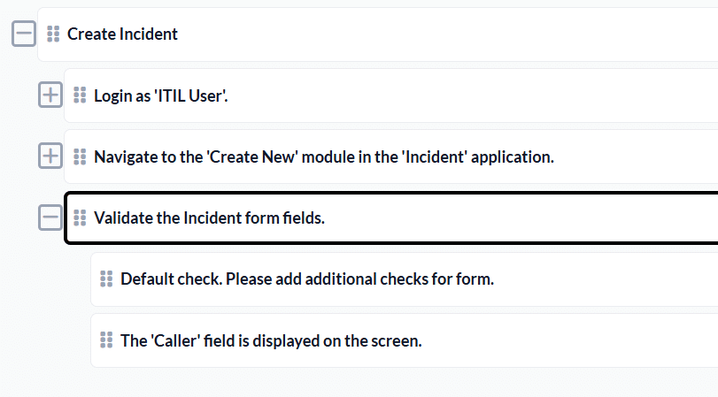 create test check expected result