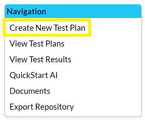create new test plan