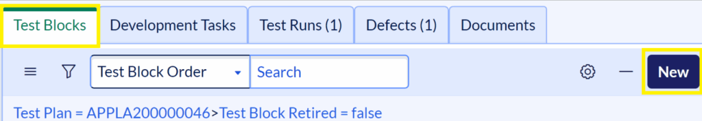 creating a new test block